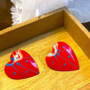 New! Big heart red earrings❤️